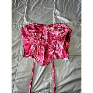 PrettyLittleThing Pink Satin Crop Top